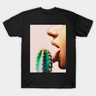 Cacti, Lips, Face, Pink, Woman, Girl, Fashion art, Fashion print, Scandinavian art, Modern art, Wall art, Print, Minimalistic, Modern T-Shirt